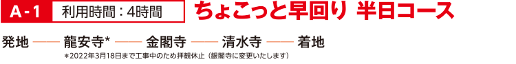 A-1 ちょこっと早回り 半日コース