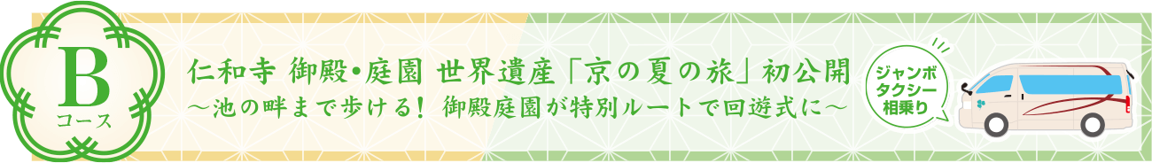 Bコース：仁和寺 御殿・庭園　 世界遺産「京の夏の旅」初公開 〜池の畔まで歩ける！ 御殿庭園が特別ルートで 回遊式に〜