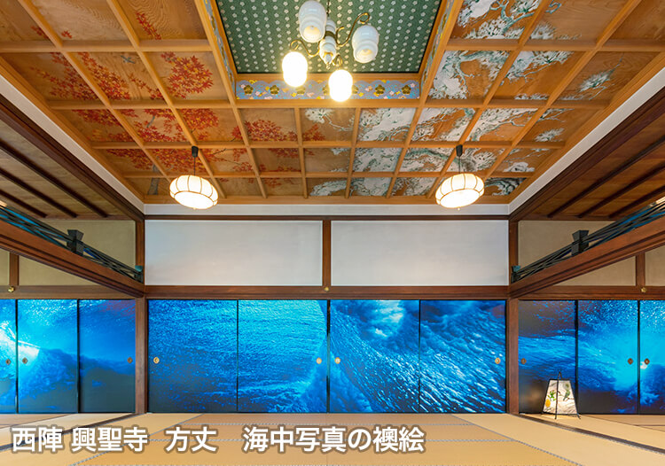 西陣 興聖寺 方丈　海中写真の襖絵